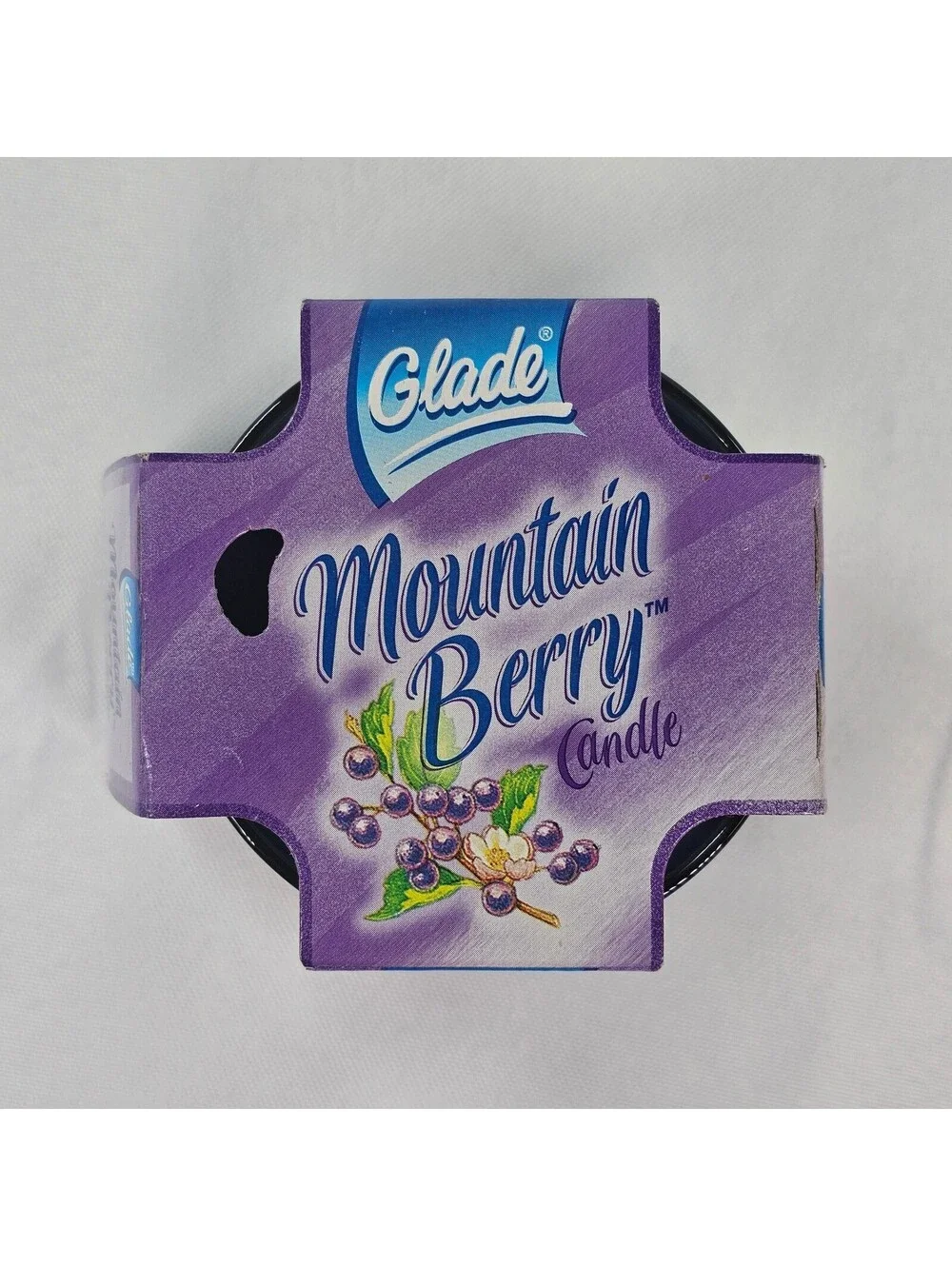 Glade Mountain Berry Scented Candle 4 oz Jar Blue Purple Vintage SC Discontinued